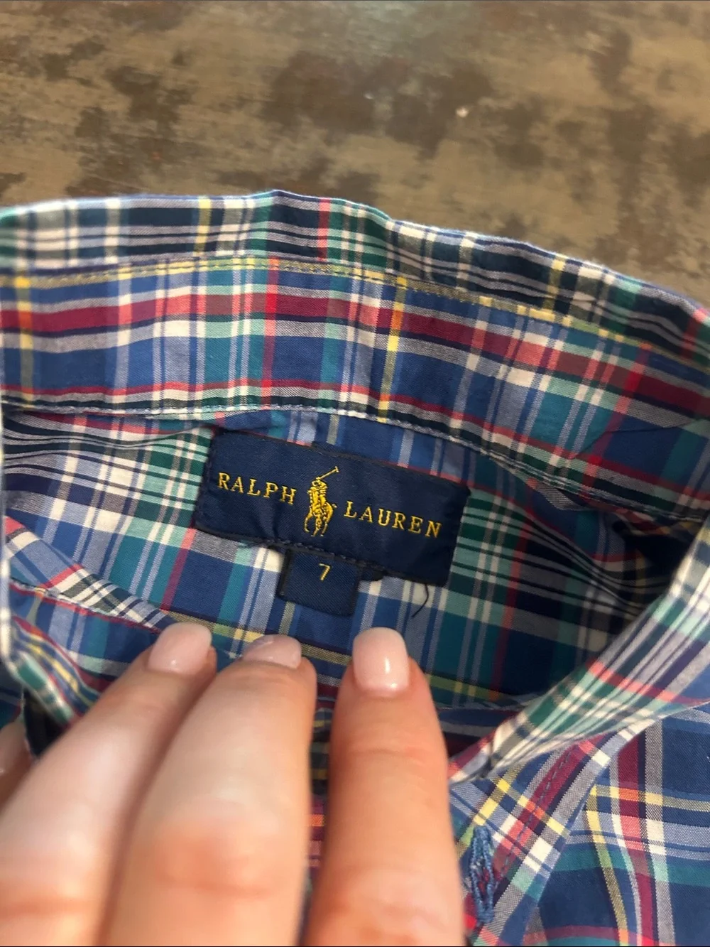 Polo Ralph Lauren Boys Size 7 Plaid Button-Down Shirts - Blue & Yellow
